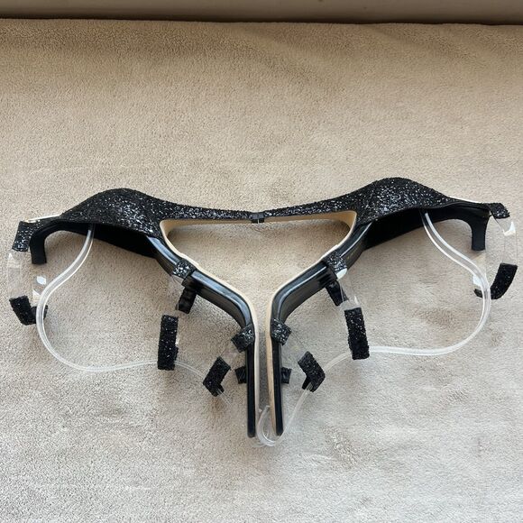 Tamara Mellon Frontline Black Glitter Crystal Heeled Sandals US 7 EU 37.5 Formal - Picture 6 of 16